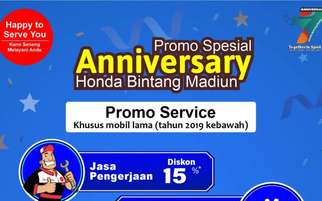 Spesial Anniversary! Promo Service Mobil Hemat di Honda Bintang Madiun hingga 25%!
