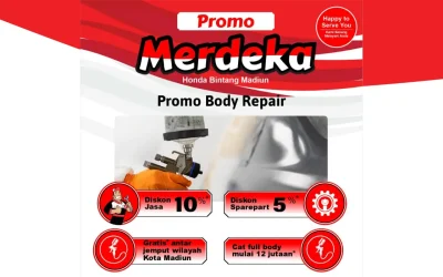 MERDEKA! Saatnya Mobil Kinclong Lagi Bersama Promo Body Repair Honda Bintang Madiun