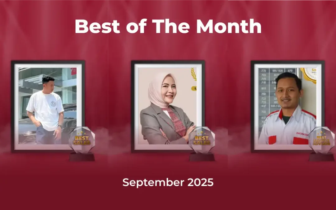 Selamat kepada Lupin, Miftah, dan Sonif – Peraih Penghargaan Best Sales Counter, Best Sales Consultant, dan Best Service Advisor Honda Bintang Madiun Periode September 2025!