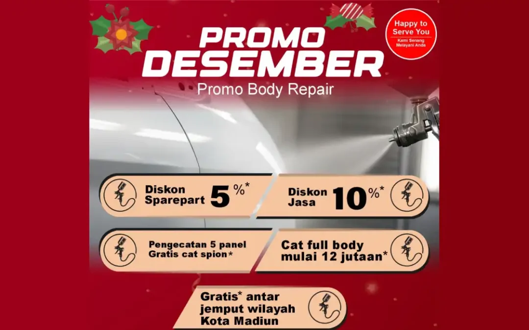Desember Banyak Promo Body Paint di Honda Bintang Madiun, Mobil Kinclong Sambut Akhir Tahun