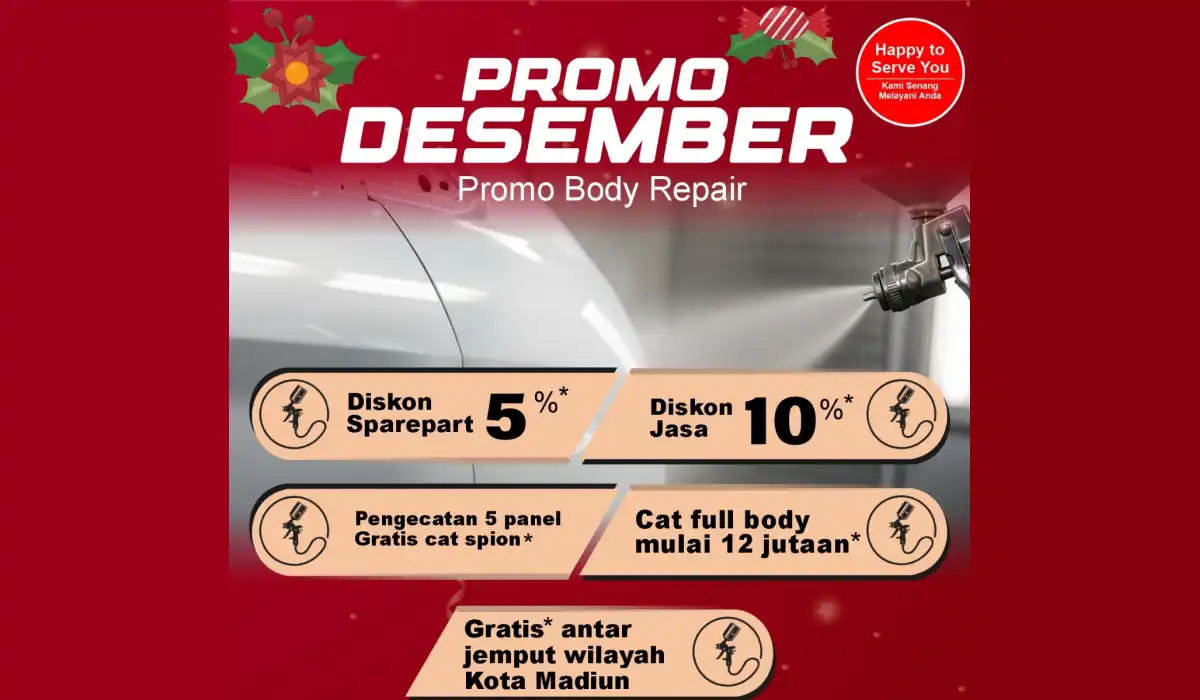 Desember Banyak Promo Body Paint di Honda Bintang Madiun, Mobil Kinclong Sambut Akhir Tahun