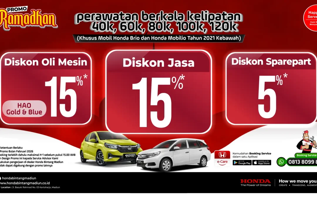 Service Honda Bintang Madiun Promo Ramadhan: Diskon Oli 15% dan Paket Hemat Perawatan Berkala