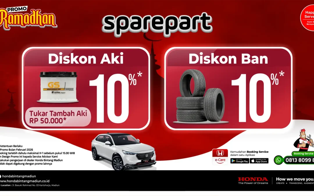 Promo Ramadhan Honda Bintang Madiun: Diskon Ban 10% dan Tukar Tambah Aki Lebih Hemat