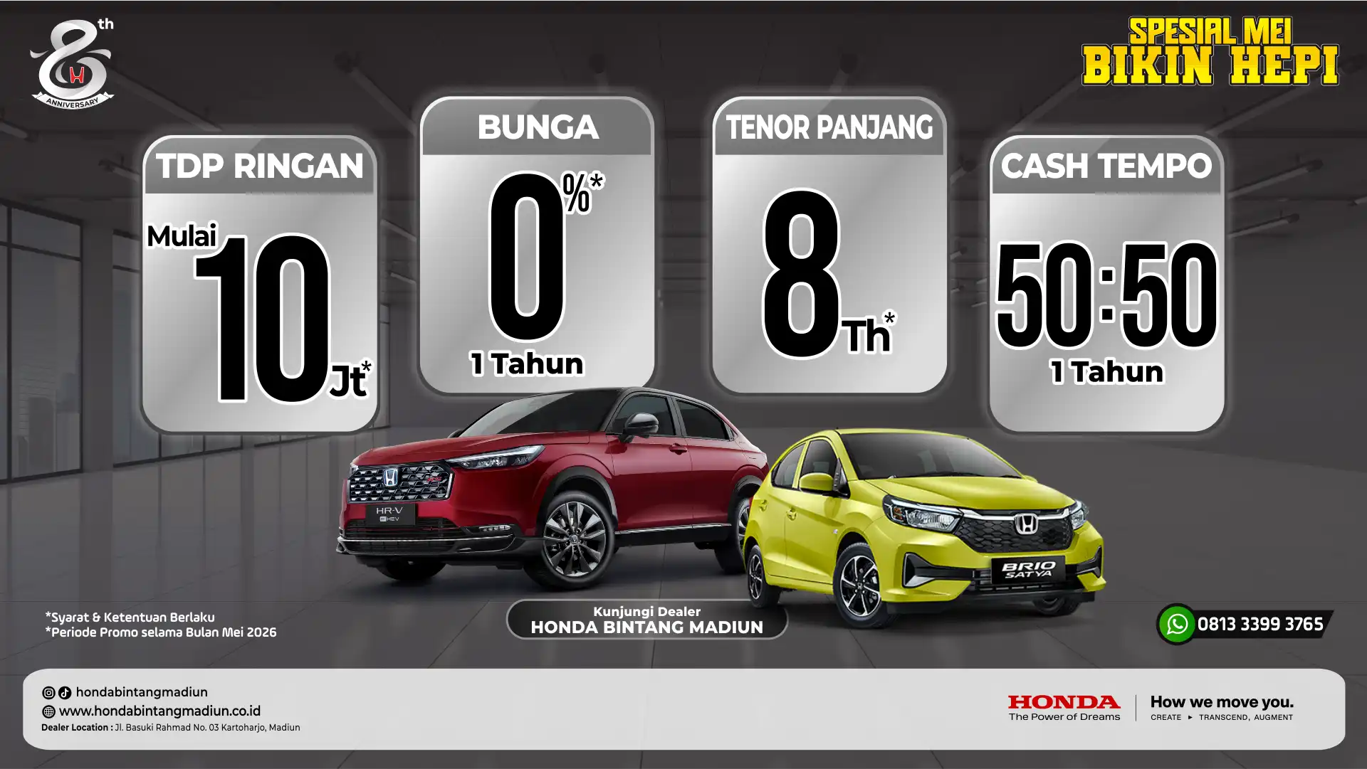 Promo Mei Bikin Hepi Honda Bintang Madiun: DP 10 Juta dan Bunga 0% untuk Mobil Baru