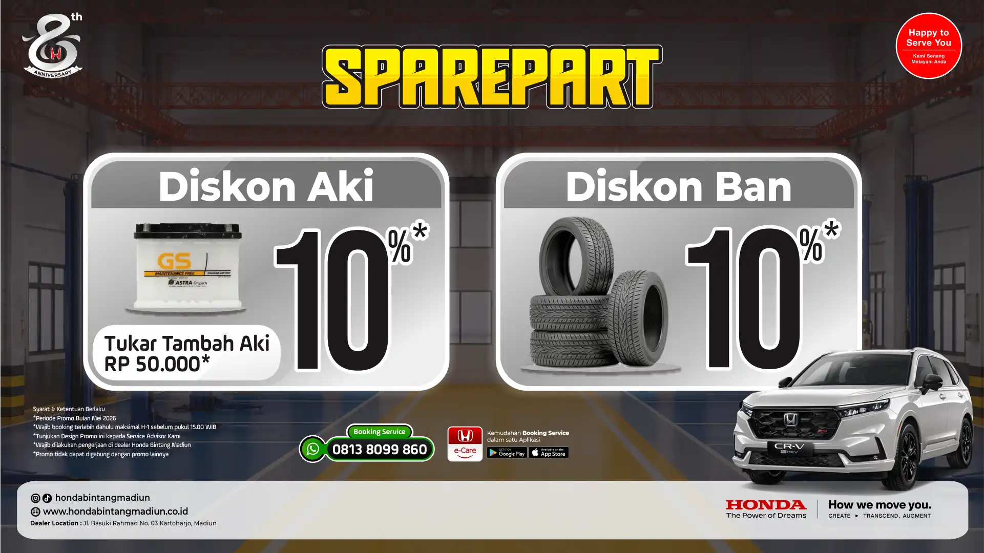 Promo Sparepart Honda Bintang Madiun Mei 2026: Diskon Ban dan Aki 10% Plus Potongan Tukar Tambah