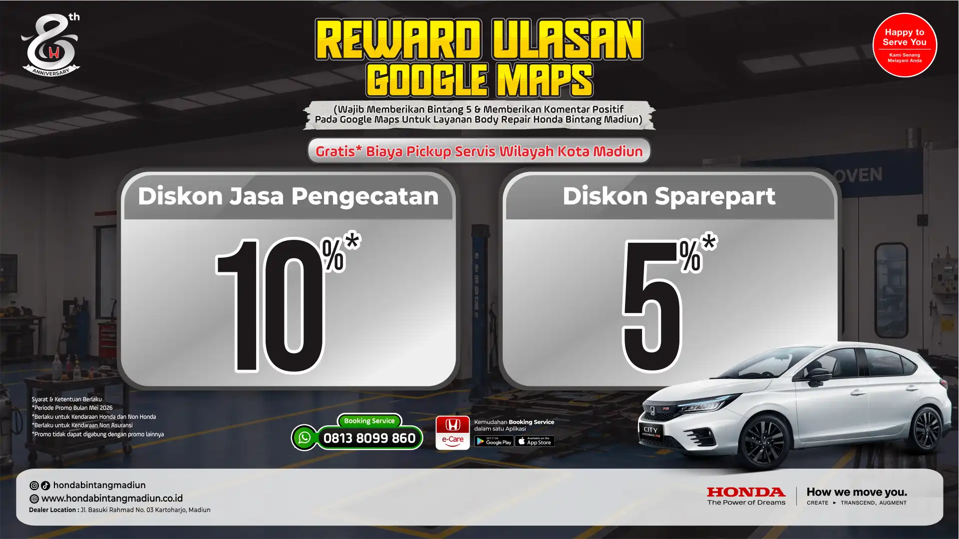 Promo Body Repair Honda Bintang Madiun Mei 2026: Cat Full Body 12 Jutaan dan Banjir Bonus Paket Glowing