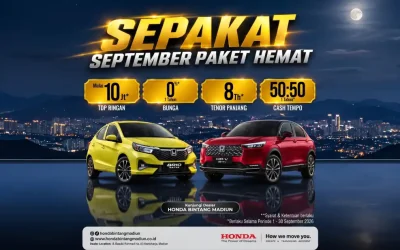Promo SEPAKAT Honda Bintang Madiun September 2026: DP Ringan Mulai 10 Juta, Bunga 0%, Tenor Panjang 8 Tahun, dan Skema Cash Tempo 50:50