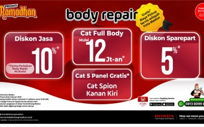 Promo Body Repair Honda Bintang Madiun: Cat Full Body Mulai 12 Jutaan dan Gratis Poles Spion