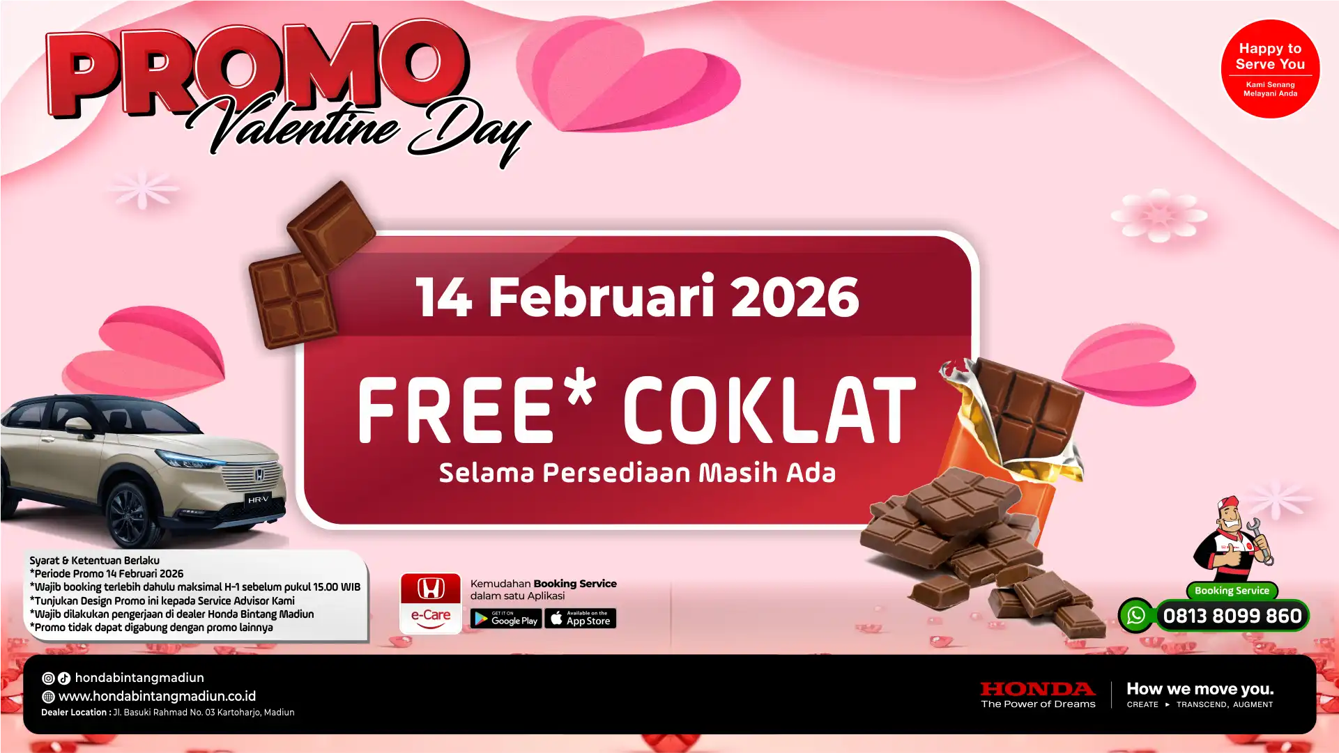 Promo Valentine Landscape Promo Valentine Honda Bintang Madiun: Servis Mobil Tanggal 14 Februari Langsung Dapat Coklat Gratis