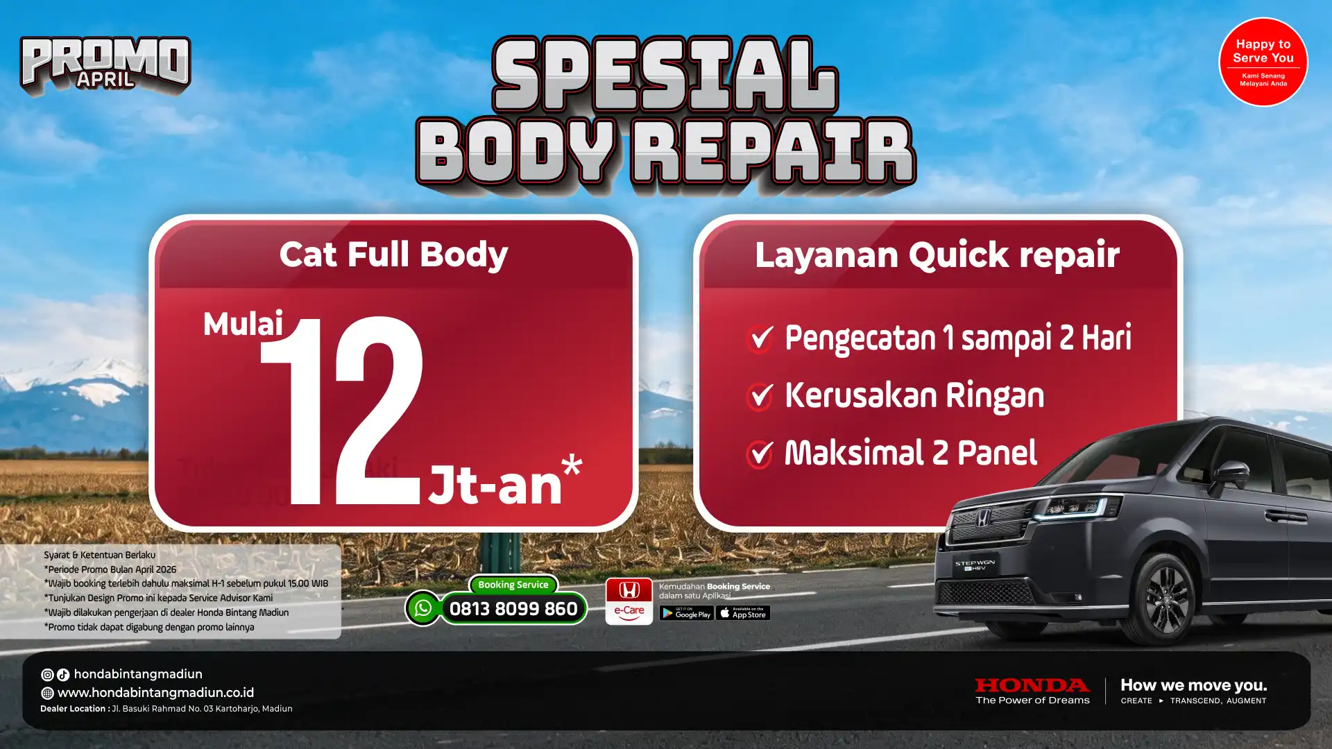 April – Quick Repair Promo Body Repair Honda Bintang Madiun April 2026: Cat Full Body 12 Jutaan dan Banjir Bonus Mudik Glowing